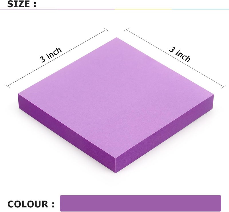 Eastern Wolf Sticky Notes 3x3 Self-Stick Notes Bright Colors Sticky Notes 4 Pads 100 Sheets/Pad (Purple) - Image 3